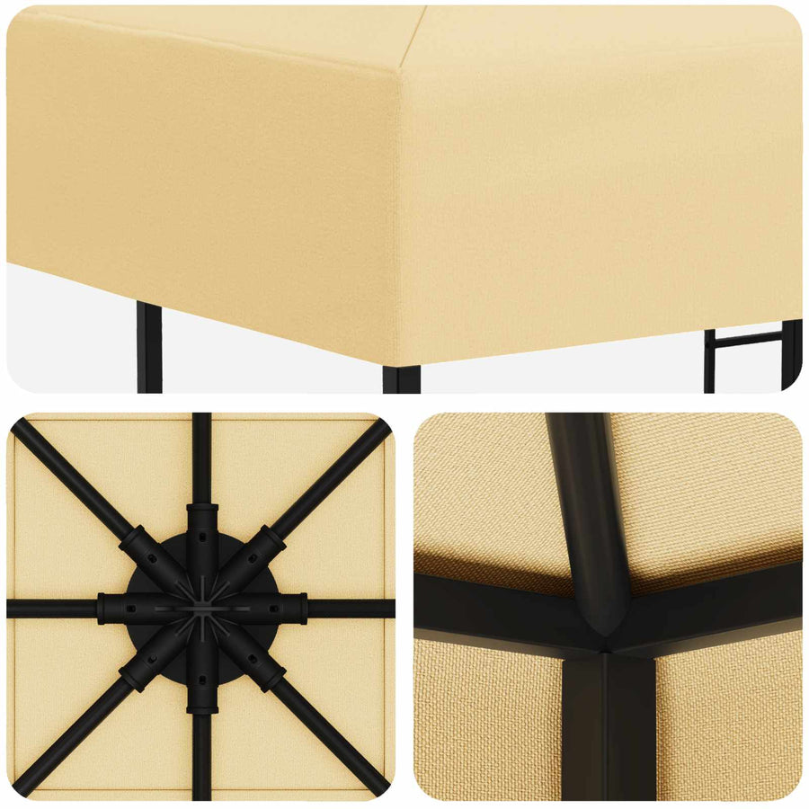 Prieel 3 x 3 m Crèmekleurig Polyester en staal 190 gsm