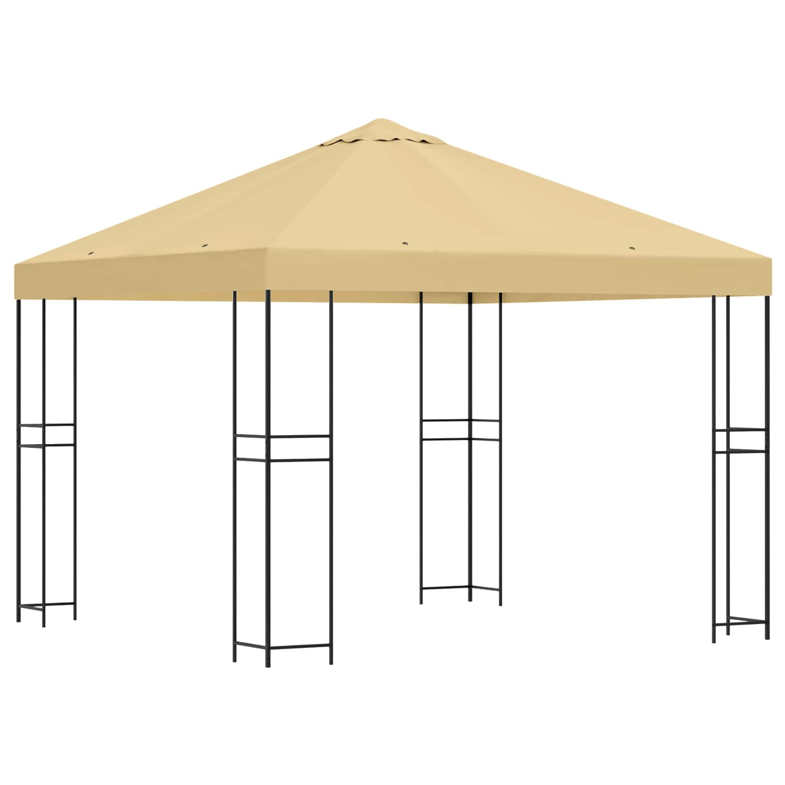 Prieel 3 x 3 m Crèmekleurig Polyester en staal 190 gsm