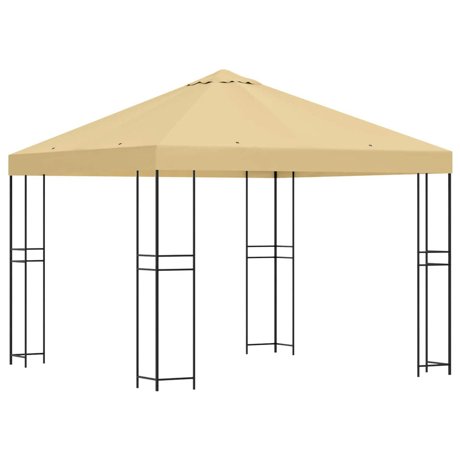 Prieel 3 x 3 m Crèmekleurig Polyester en staal 190 gsm