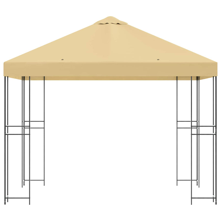 Prieel 3 x 3 m Crèmekleurig Polyester en staal 190 gsm
