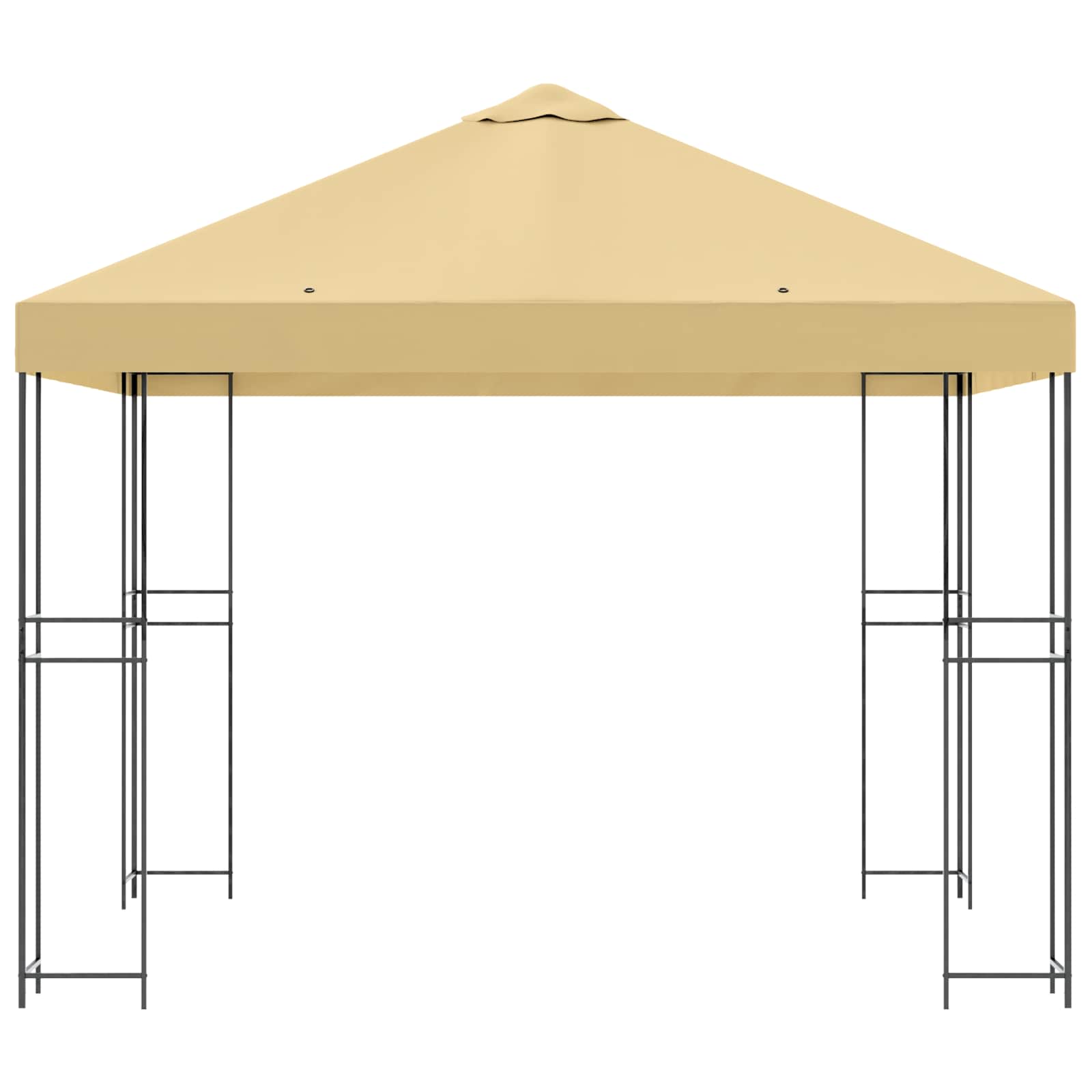 Prieel 3 x 3 m Crèmekleurig Polyester en staal 190 gsm
