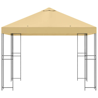 Prieel 3 x 3 m Crèmekleurig Polyester en staal 190 gsm