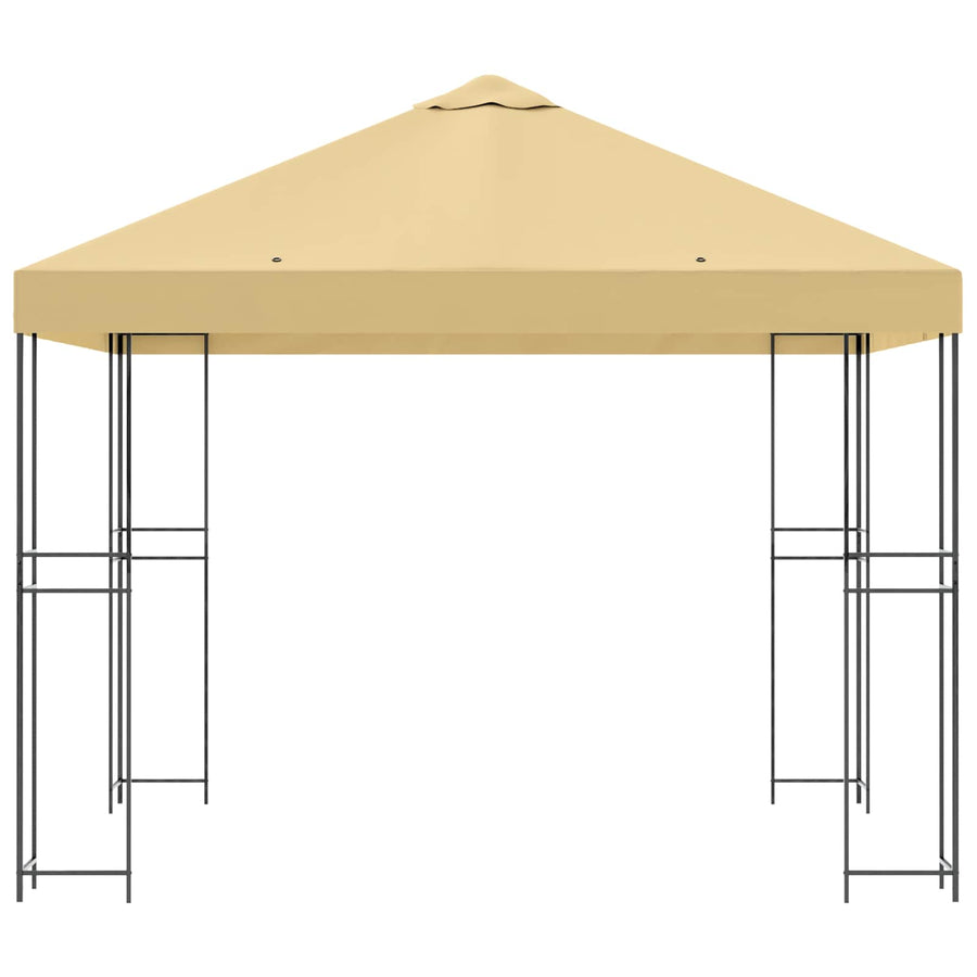 Prieel 3 x 3 m Crèmekleurig Polyester en staal 190 gsm