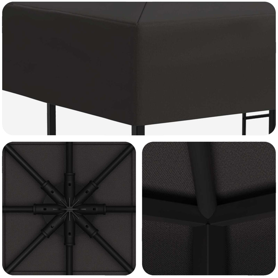 Prieel 3 x 3 m Antracietkleurig Polyester en staal 190 gsm