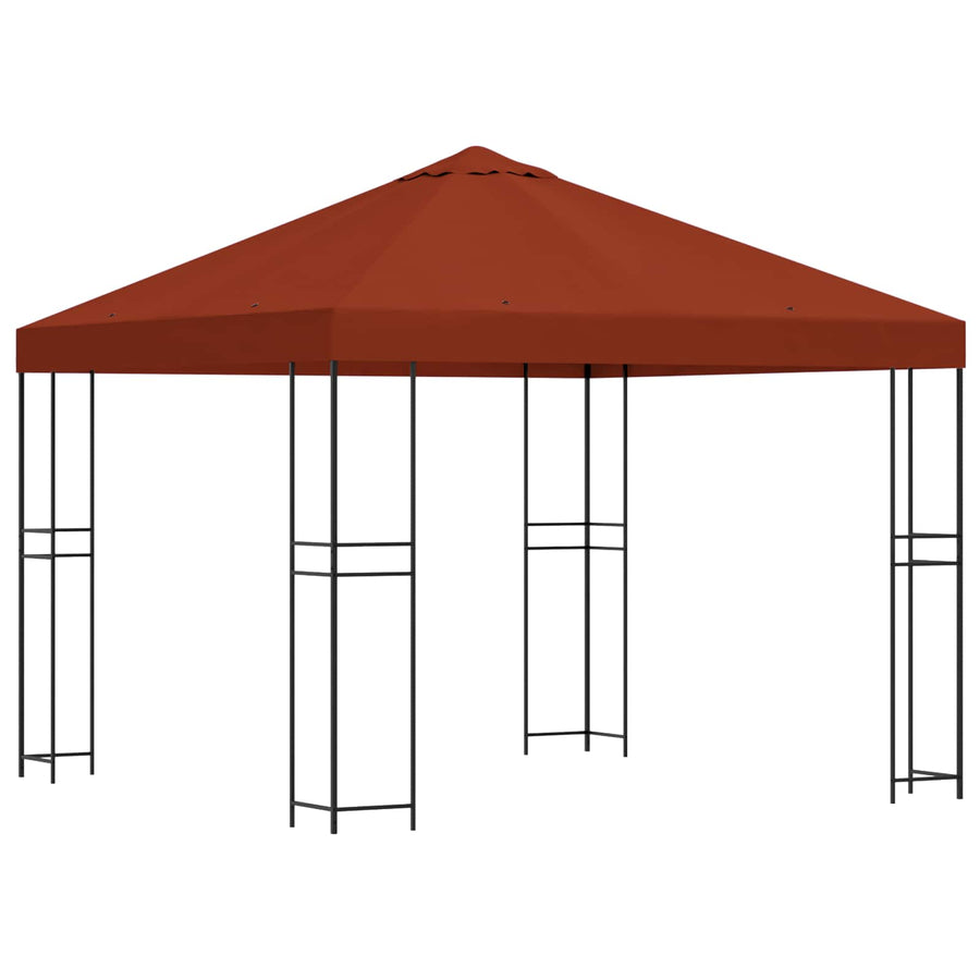 Prieel 3 x 3 m Terracotta Polyester en staal 190 gsm