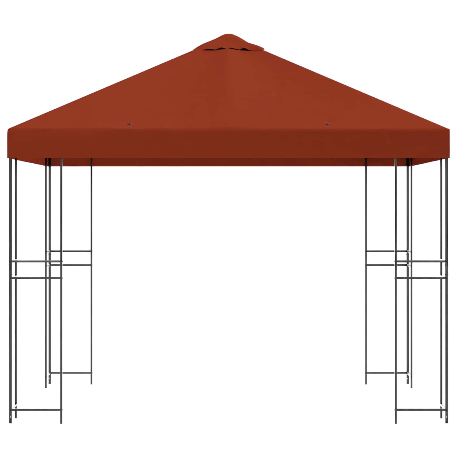 Prieel 3 x 3 m Terracotta Polyester en staal 190 gsm