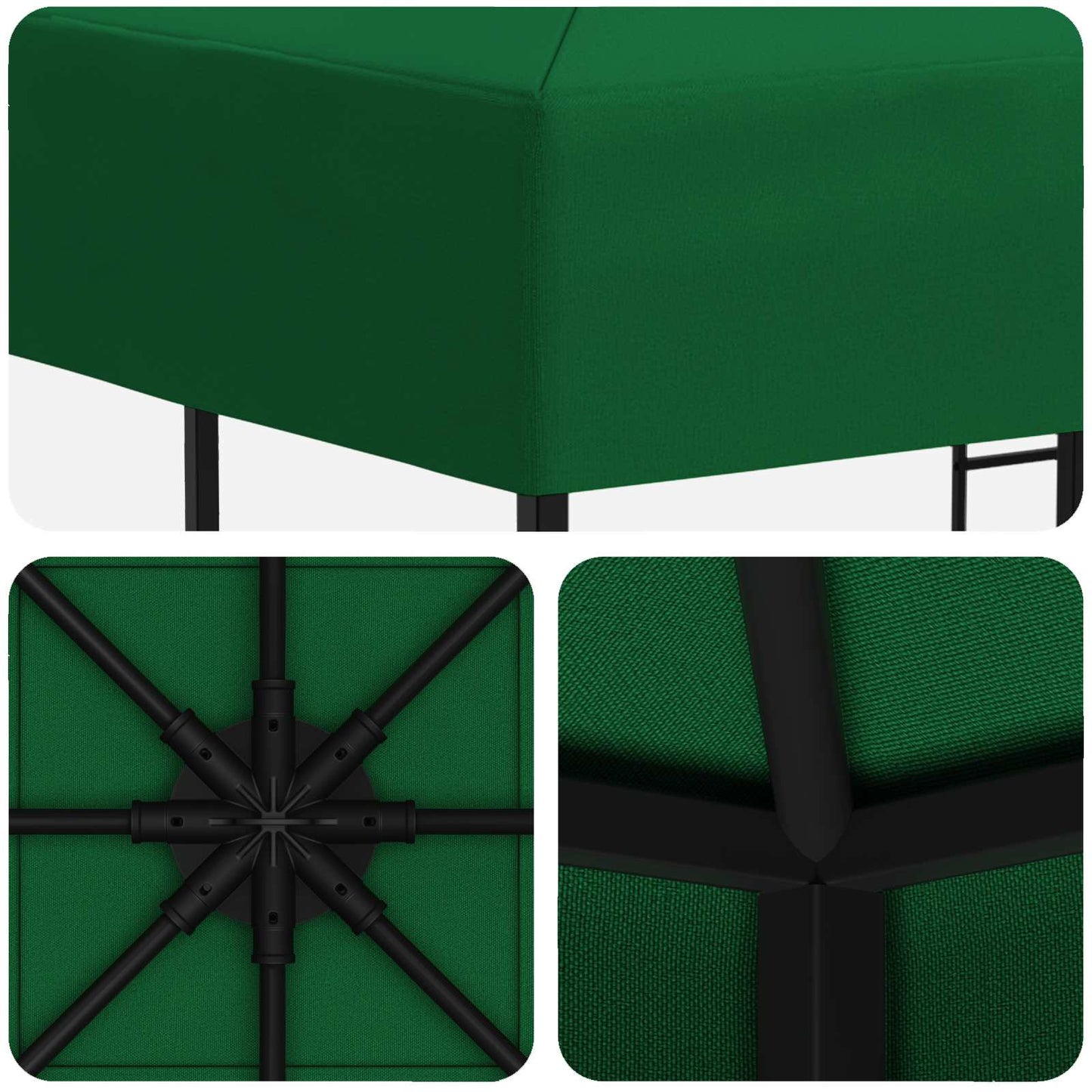 Prieel 3 x 3 m Groen Polyester en staal 190 gsm