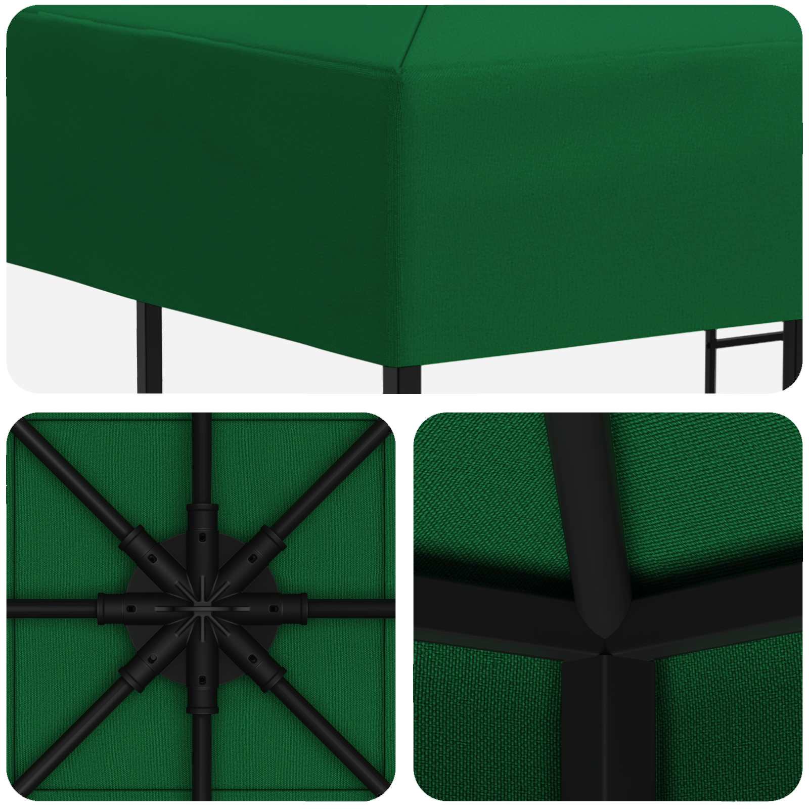 Prieel 3 x 3 m Groen Polyester en staal 190 gsm