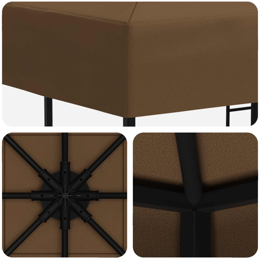 Prieel 3 x 3 m Taupe Polyester en staal 190 gsm