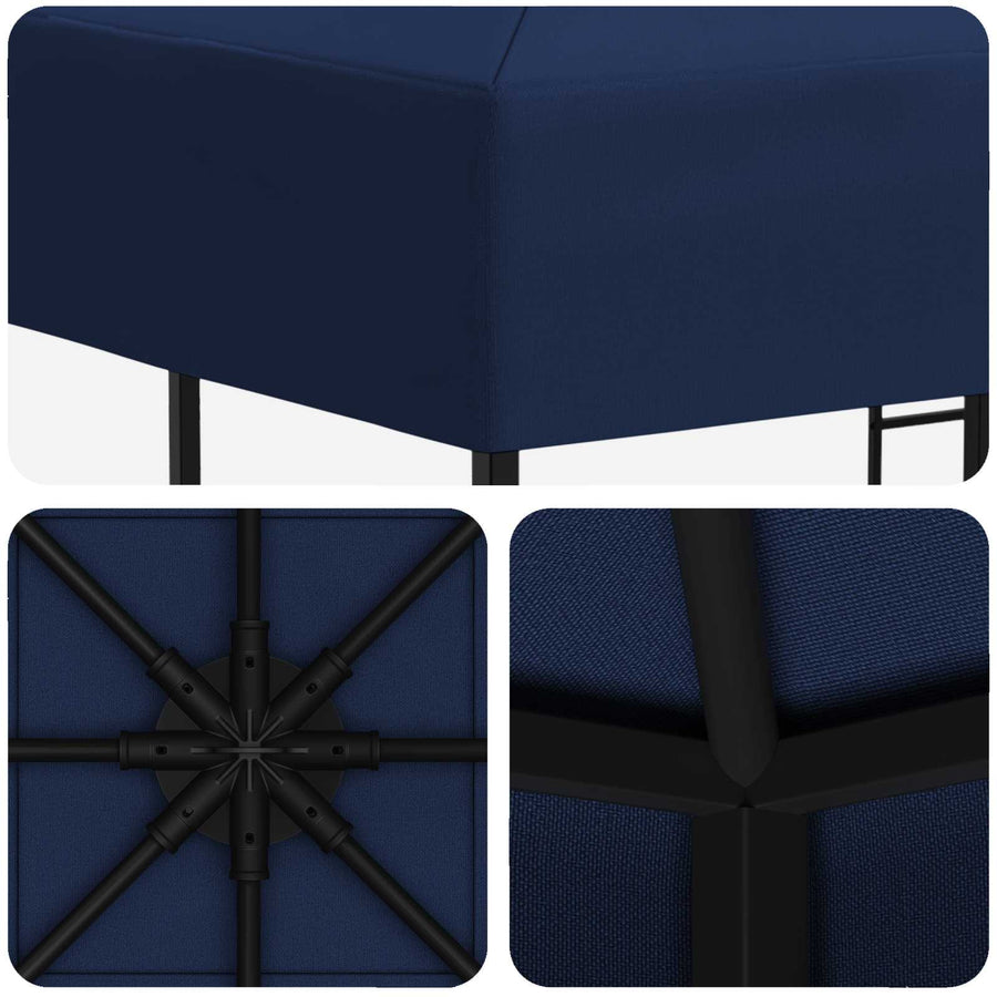 Prieel 3 x 3 m Blauw Polyester en staal 190 gsm