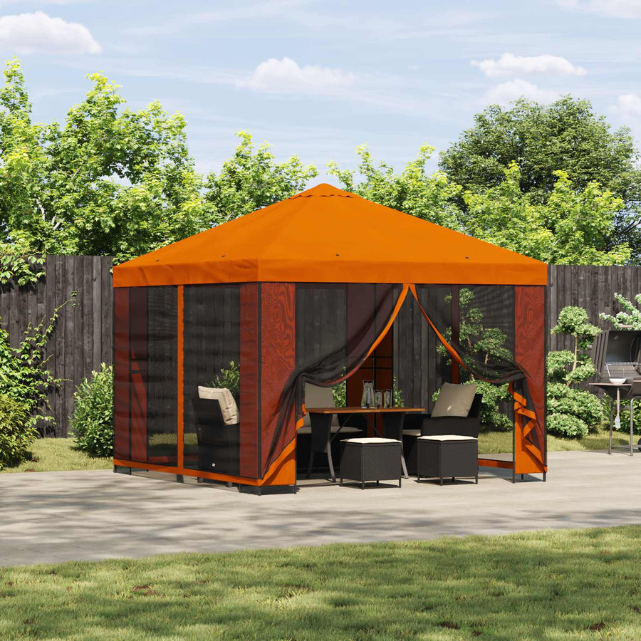 Prieel 3 x 3 m Oranje Polyester en staal 190 gsm
