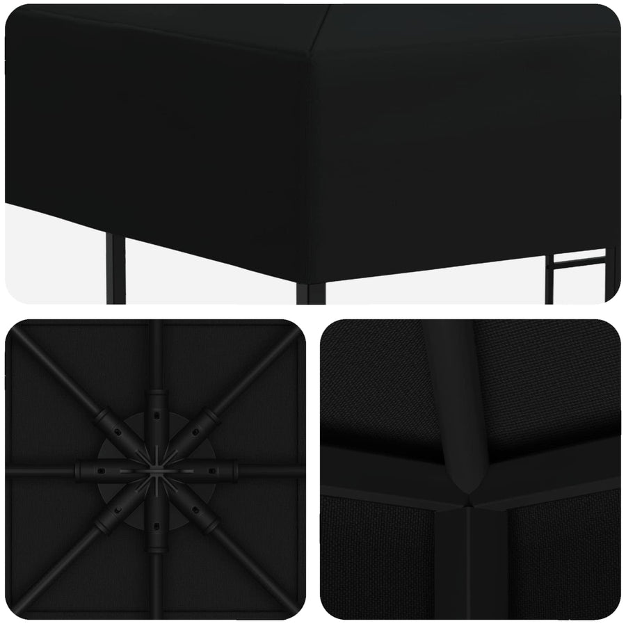 Prieel 3 x 3 m Zwart Polyester en staal 190 gsm
