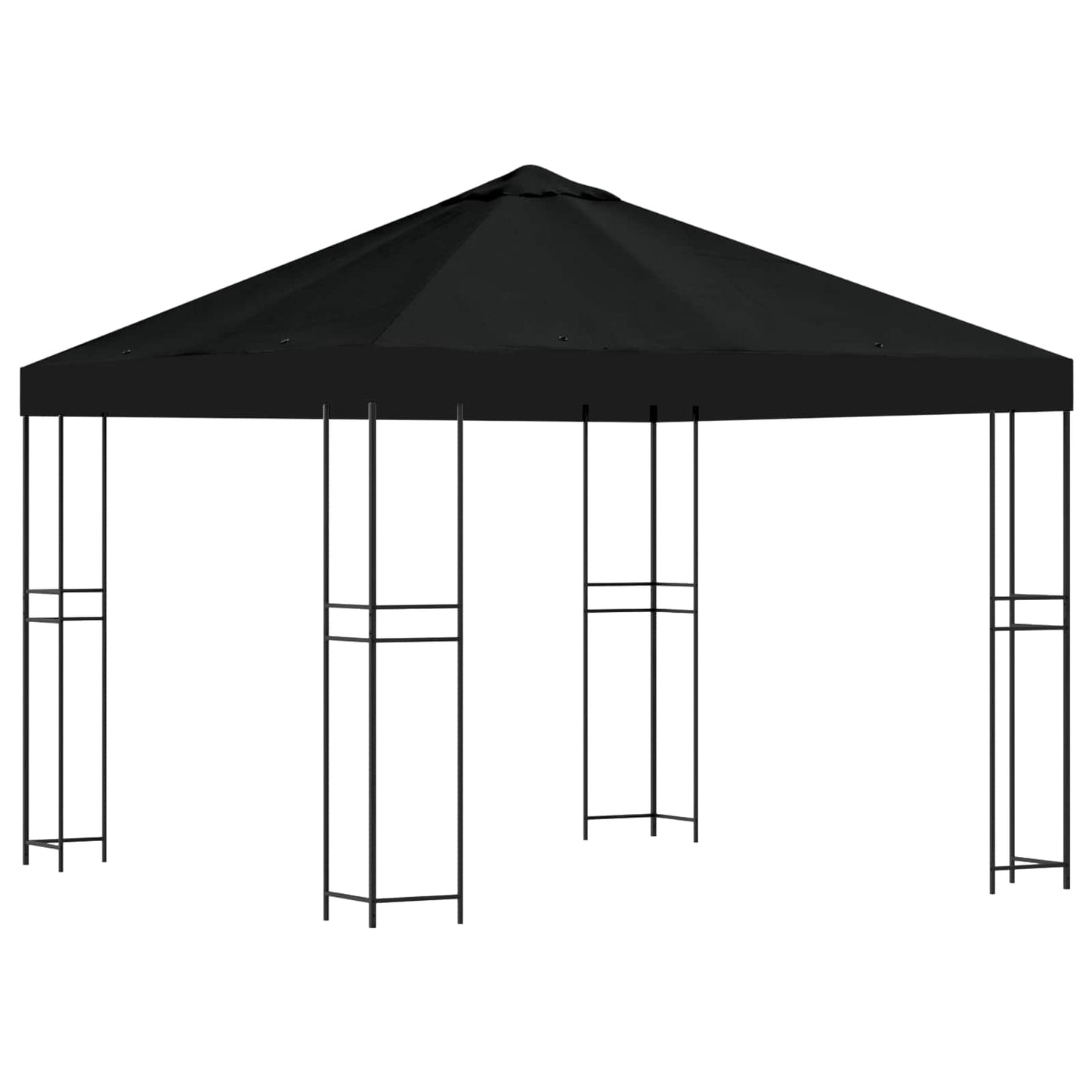 Prieel 3 x 3 m Zwart Polyester en staal 190 gsm