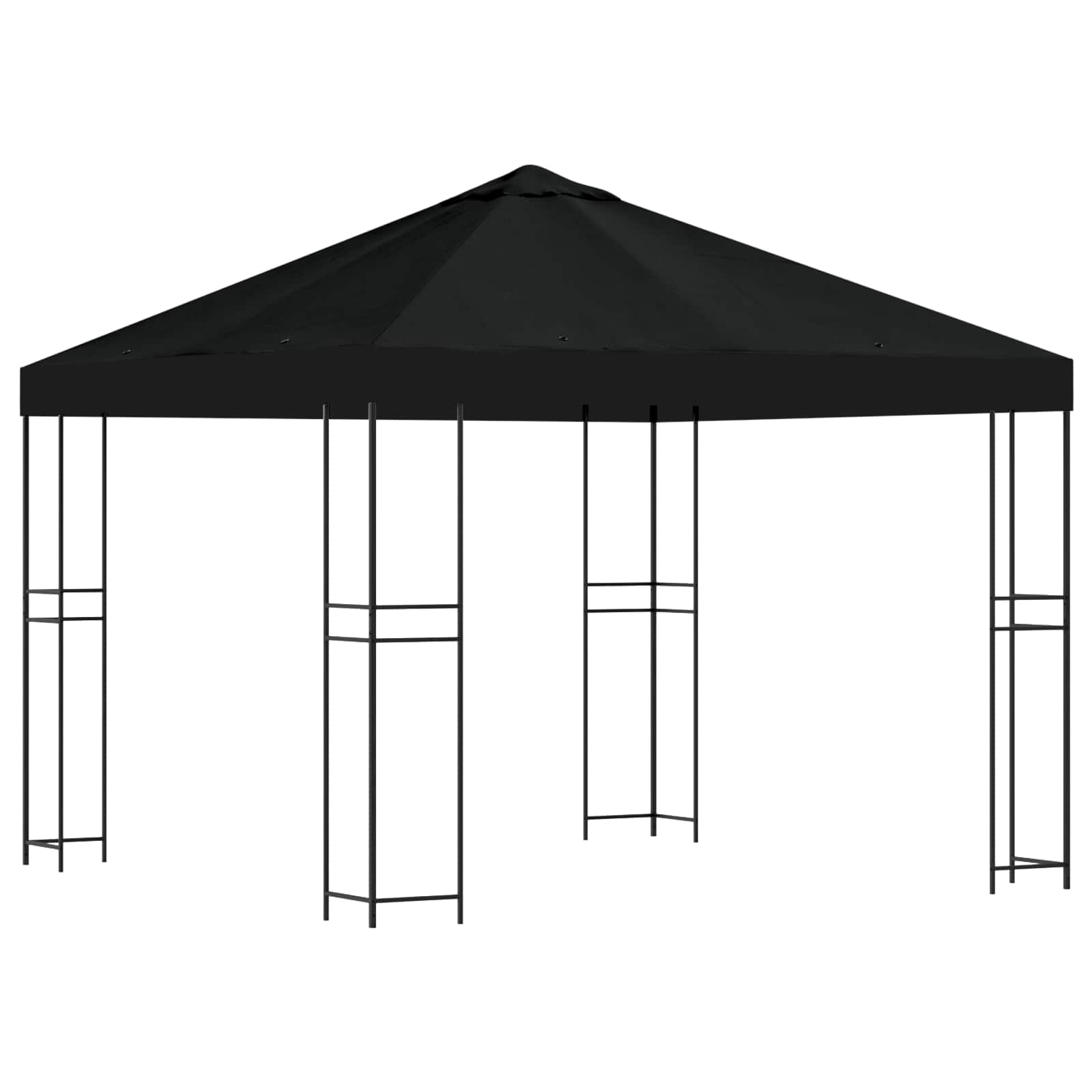 Prieel 3 x 3 m Zwart Polyester en staal 190 gsm