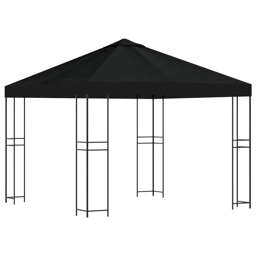 Prieel 3 x 3 m Zwart Polyester en staal 190 gsm