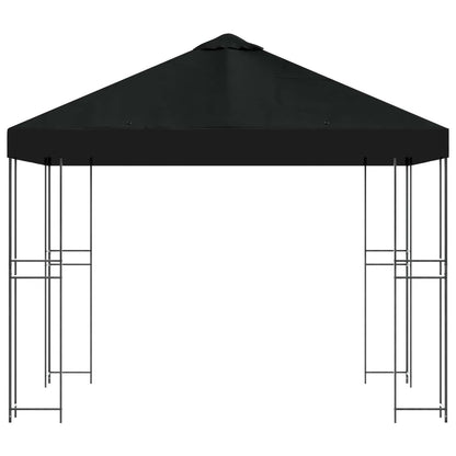 Prieel 3 x 3 m Zwart Polyester en staal 190 gsm
