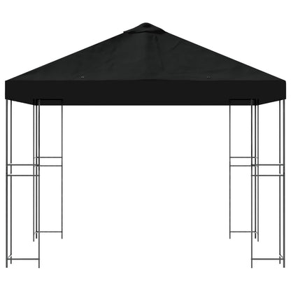Prieel 3 x 3 m Zwart Polyester en staal 190 gsm