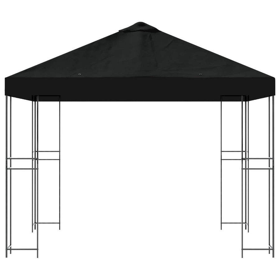 Prieel 3 x 3 m Zwart Polyester en staal 190 gsm