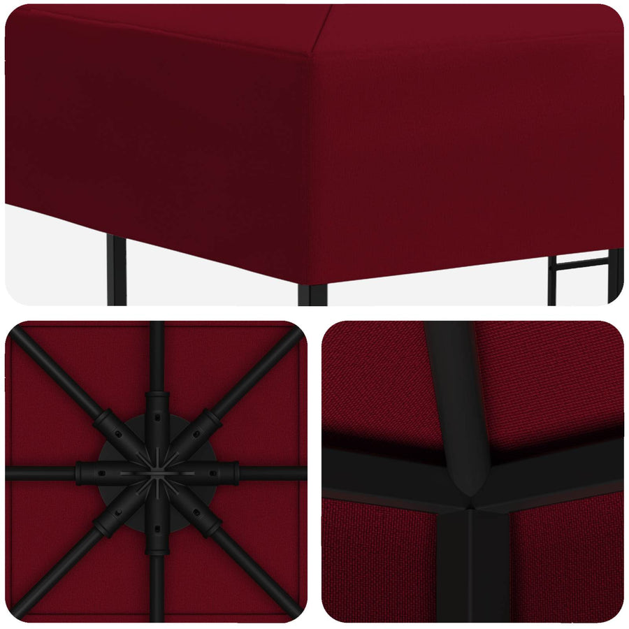 Prieel 3 x 3 m Bordeauxrood Polyester en staal 190 gsm