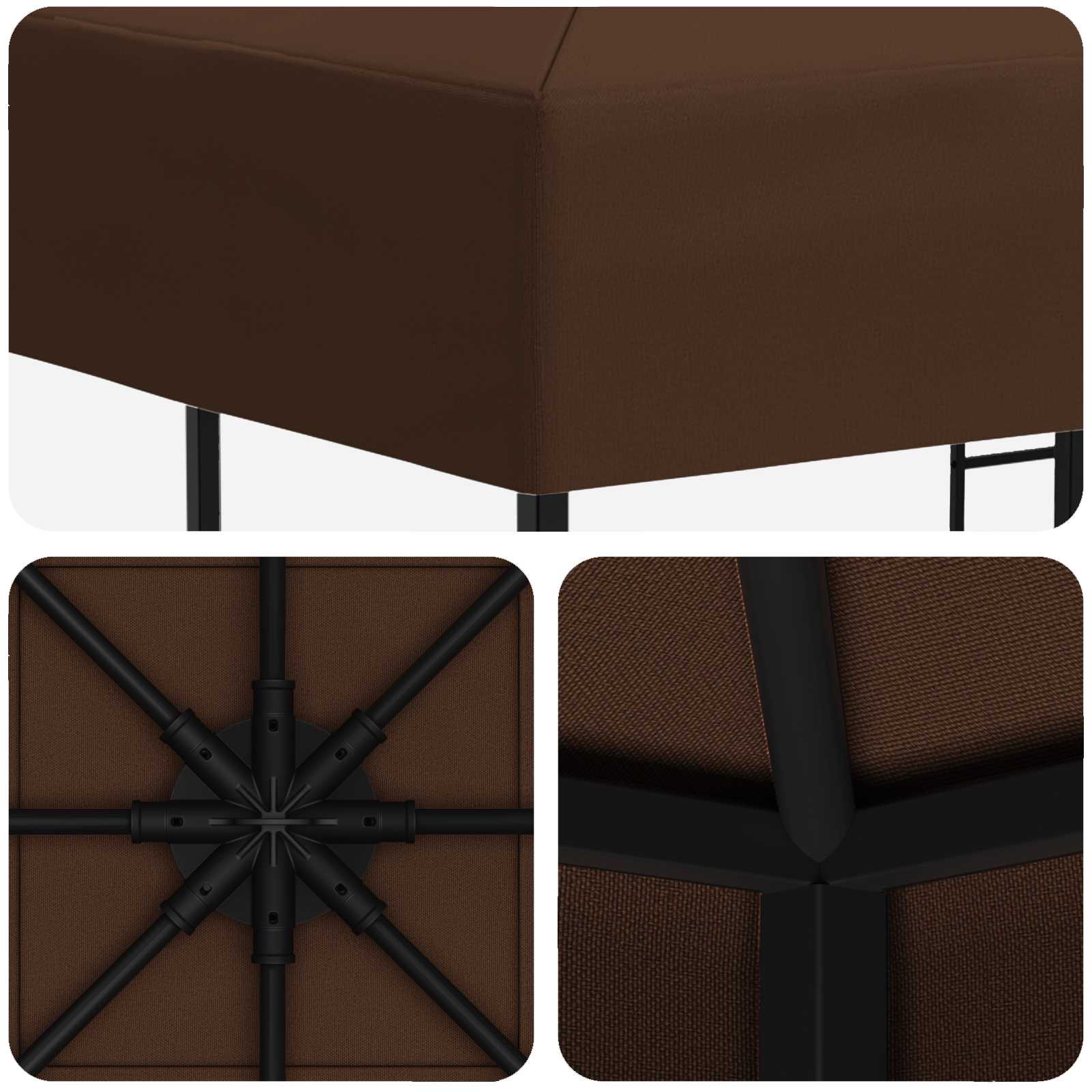 Prieel 3 x 3 m Bruin Polyester en staal 190 gsm