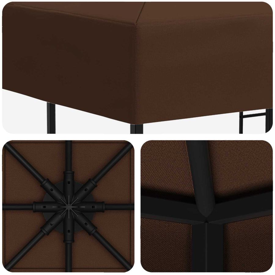 Prieel 3 x 3 m Bruin Polyester en staal 190 gsm