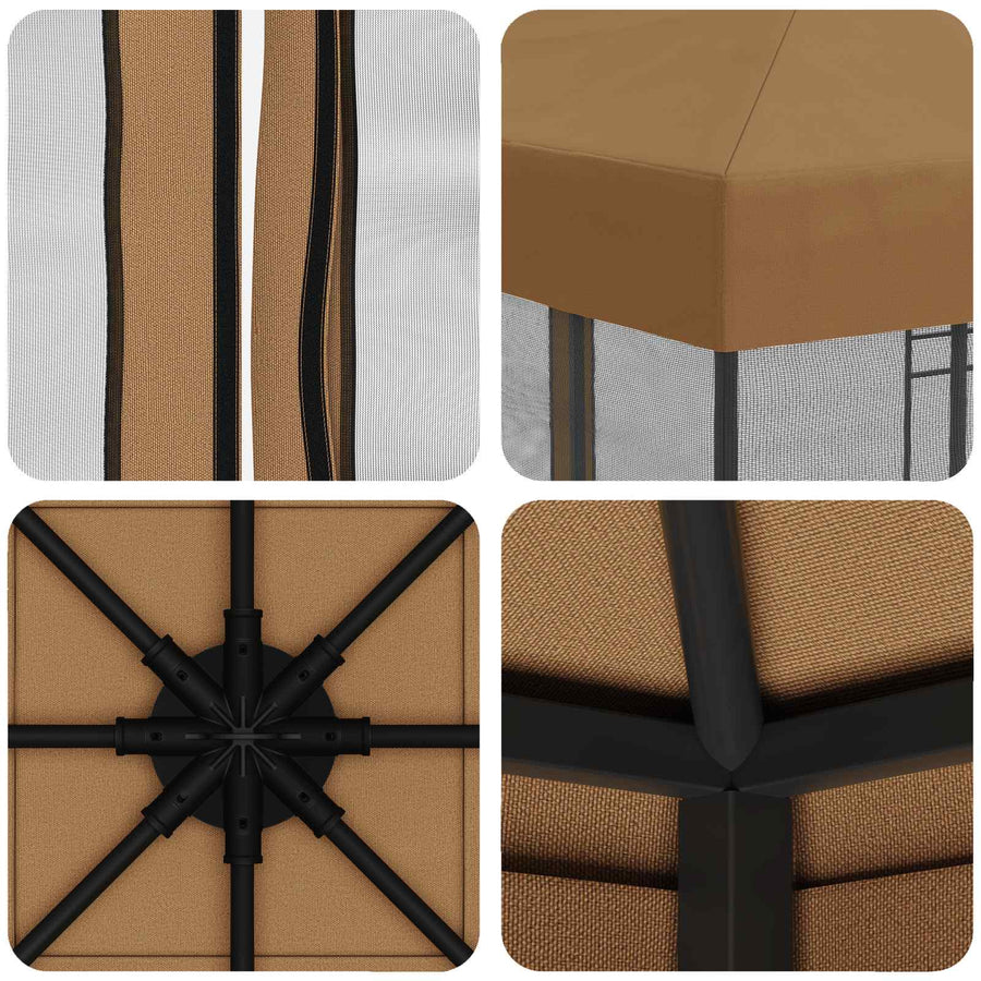 Tuin Gazebo met Zijwanden 3 x 3 m Beige Polyester en staal