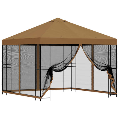 Tuin Gazebo met Zijwanden 3 x 3 m Beige Polyester en staal