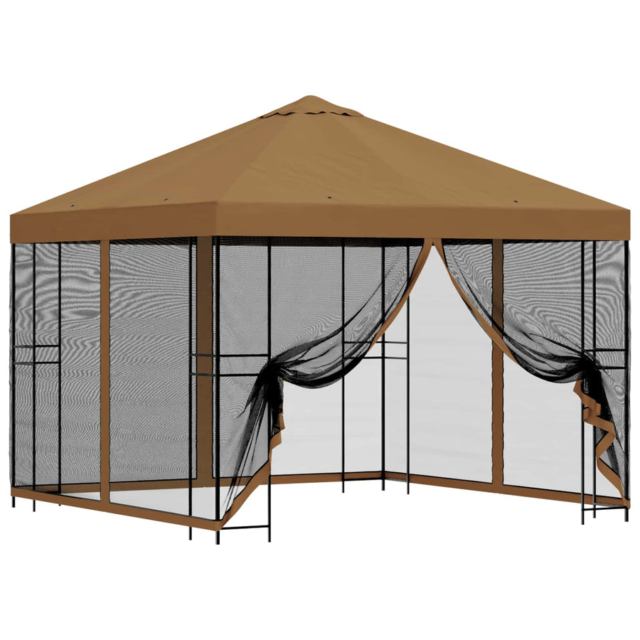 Tuin Gazebo met Zijwanden 3 x 3 m Beige Polyester en staal