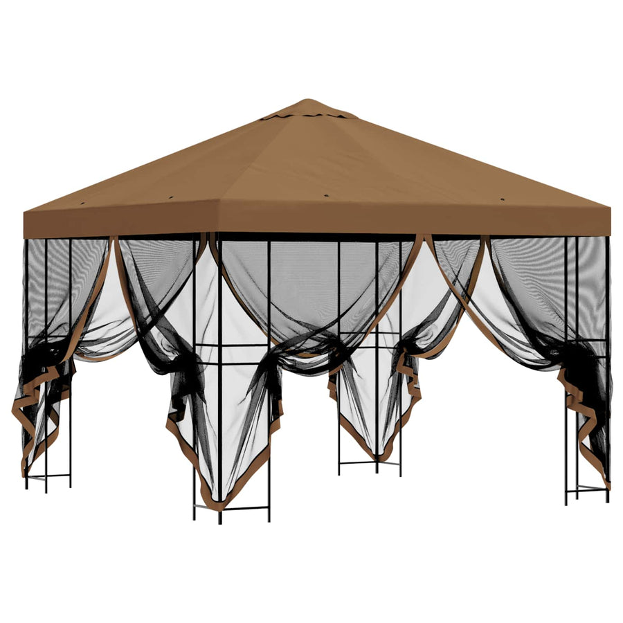 Tuin Gazebo met Zijwanden 3 x 3 m Beige Polyester en staal