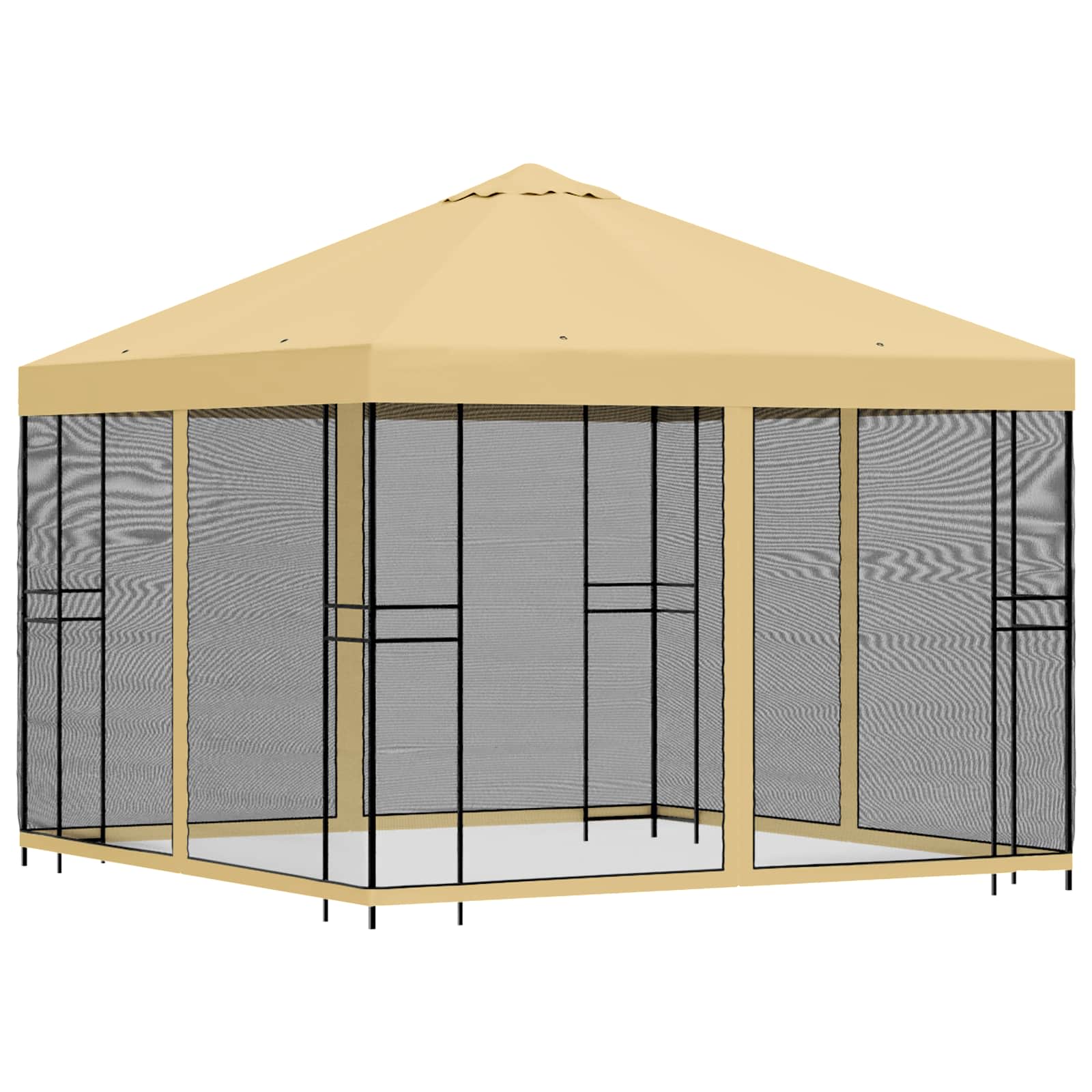 Tuin Gazebo met Zijwanden 3 x 3 m Crèmekleurig