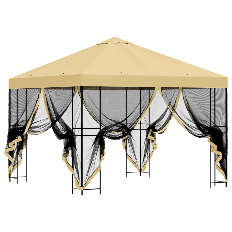 Tuin Gazebo met Zijwanden 3 x 3 m Crèmekleurig
