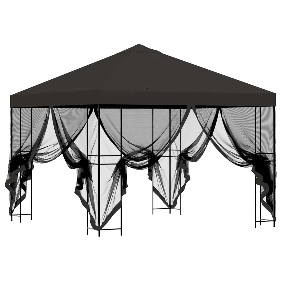 Tuin Gazebo met Zijwanden 3 x 3 m Antracietkleurig