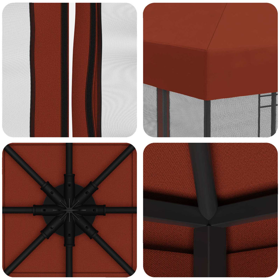 Tuin Gazebo met Zijwanden 3 x 3 m Terracotta Polyester en staal