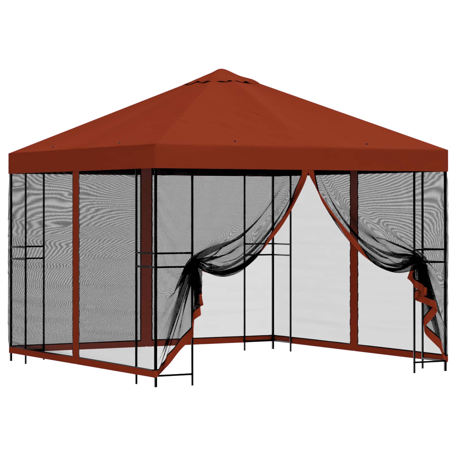Tuin Gazebo met Zijwanden 3 x 3 m Terracotta Polyester en staal