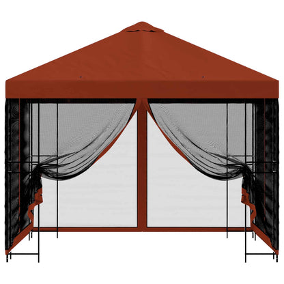 Tuin Gazebo met Zijwanden 3 x 3 m Terracotta Polyester en staal