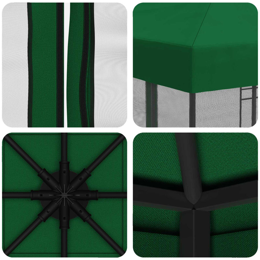 Tuin Gazebo met Zijwanden 3 x 3 m Groen Polyester en staal