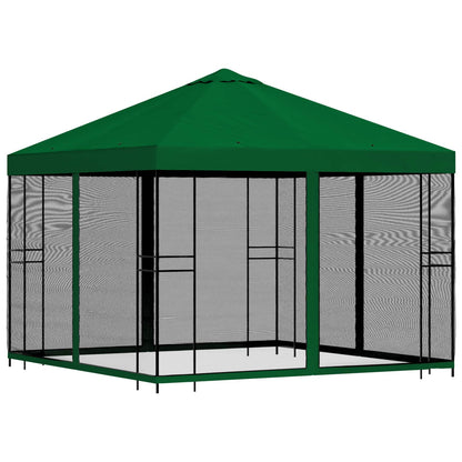 Tuin Gazebo met Zijwanden 3 x 3 m Groen Polyester en staal