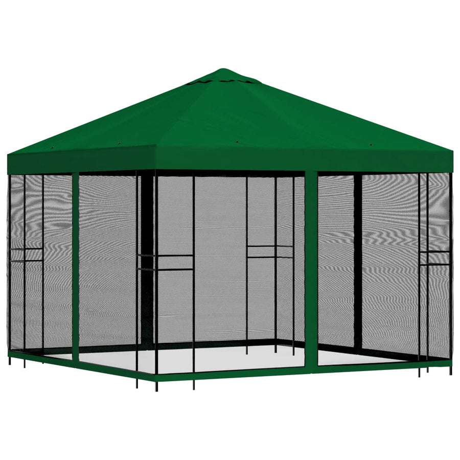 Tuin Gazebo met Zijwanden 3 x 3 m Groen Polyester en staal