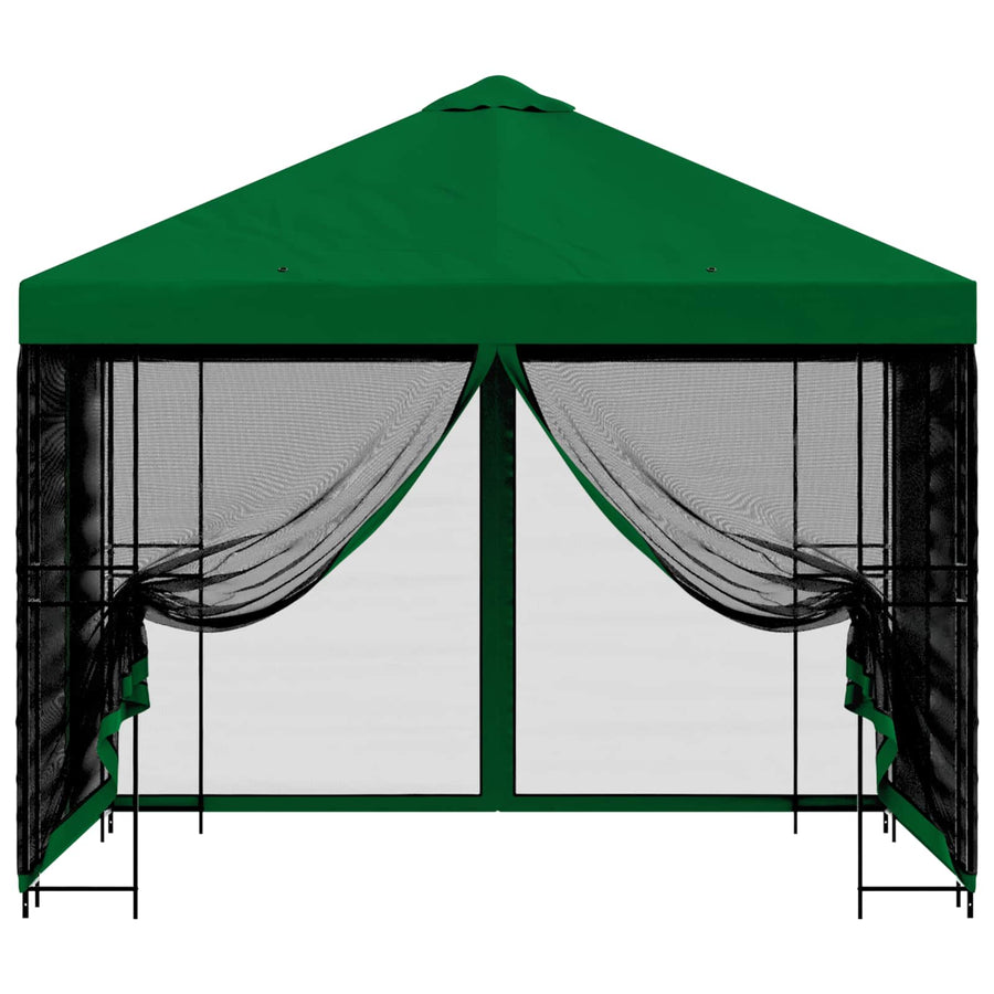 Tuin Gazebo met Zijwanden 3 x 3 m Groen Polyester en staal