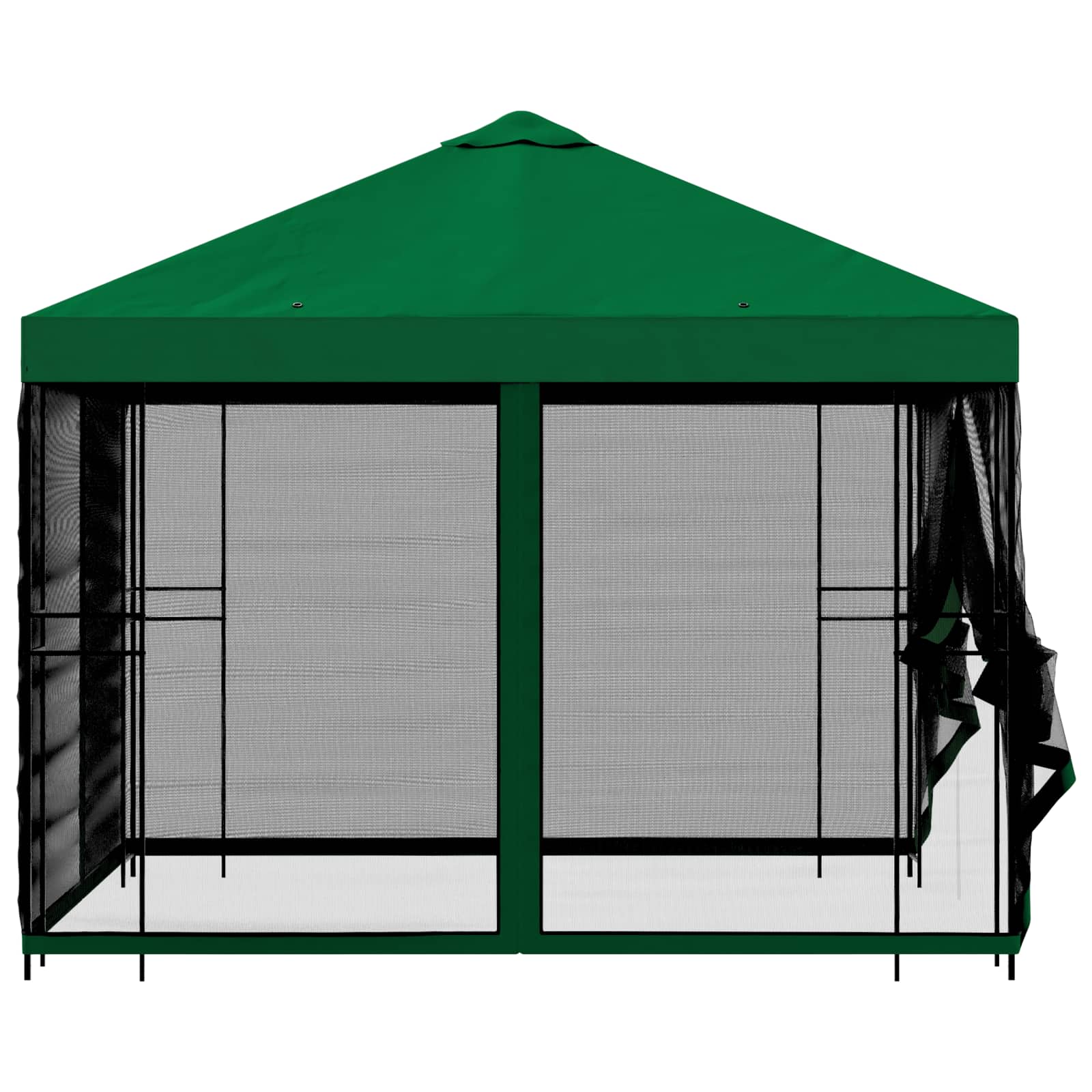 Tuin Gazebo met Zijwanden 3 x 3 m Groen Polyester en staal