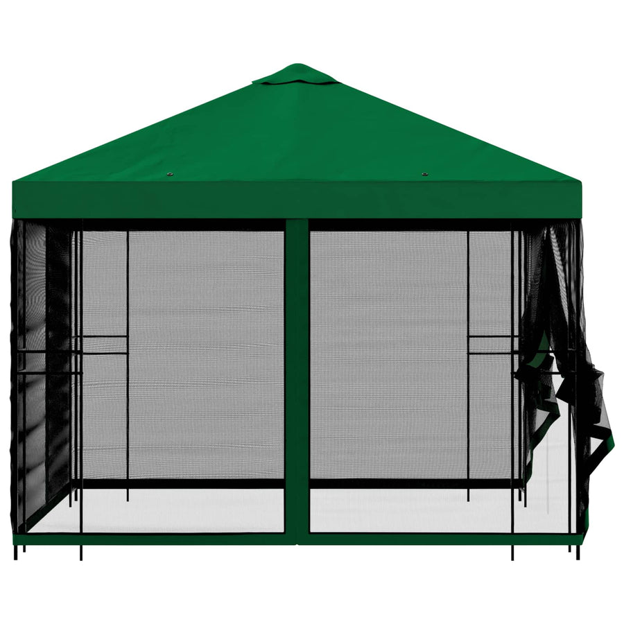 Tuin Gazebo met Zijwanden 3 x 3 m Groen Polyester en staal