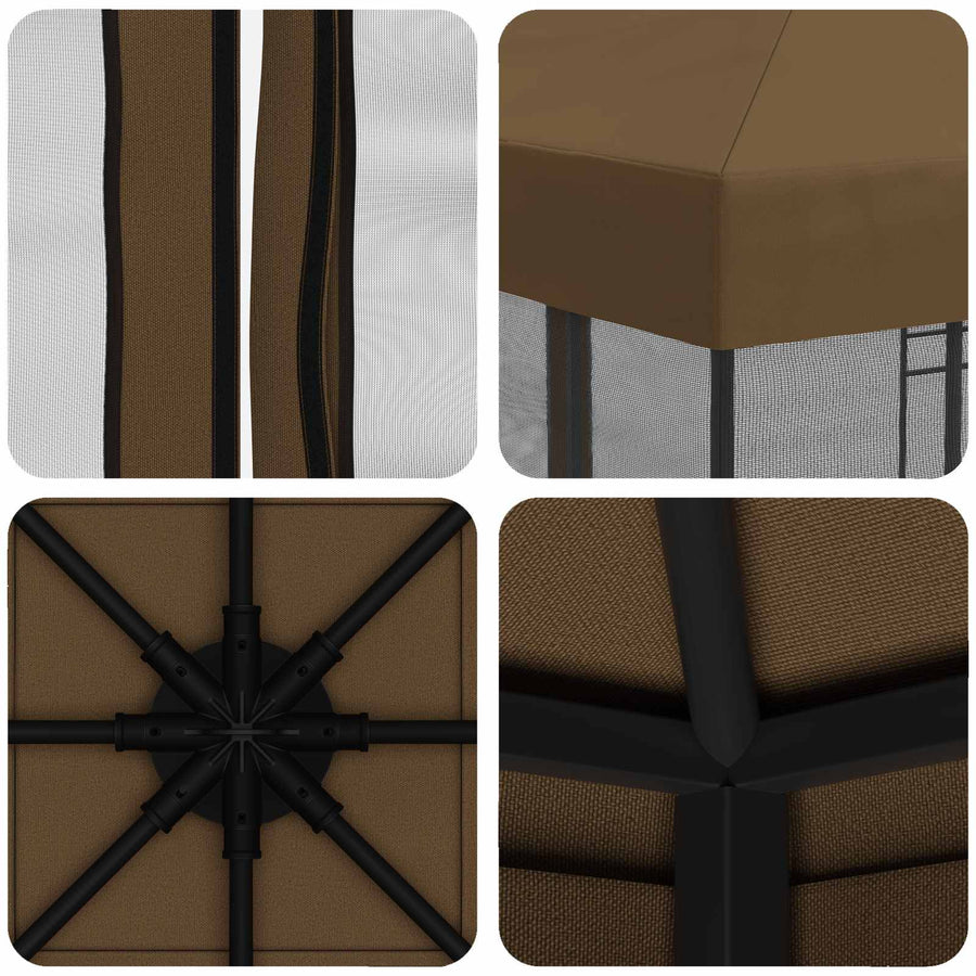 Tuin Gazebo met Zijwanden 3 x 3 m Taupe Polyester en staal
