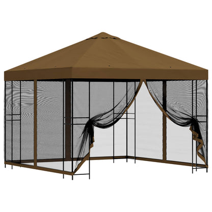 Tuin Gazebo met Zijwanden 3 x 3 m Taupe Polyester en staal