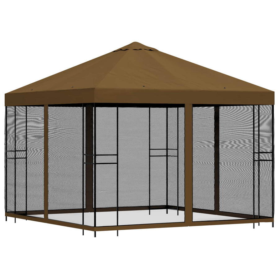 Tuin Gazebo met Zijwanden 3 x 3 m Taupe Polyester en staal