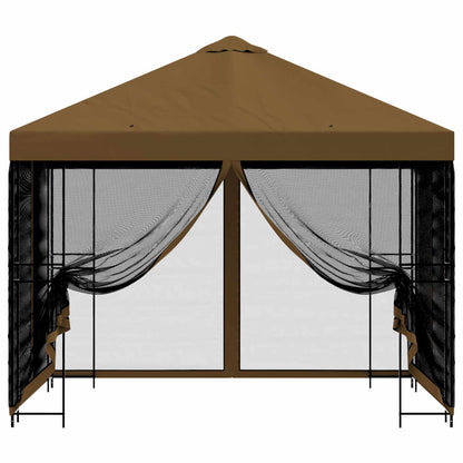 Tuin Gazebo met Zijwanden 3 x 3 m Taupe Polyester en staal