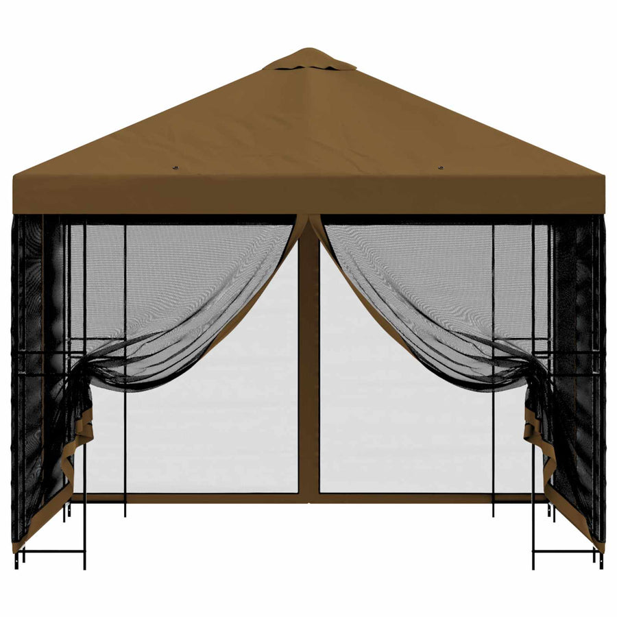 Tuin Gazebo met Zijwanden 3 x 3 m Taupe Polyester en staal