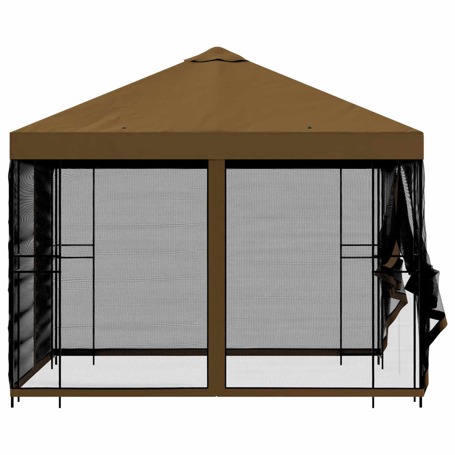 Tuin Gazebo met Zijwanden 3 x 3 m Taupe Polyester en staal