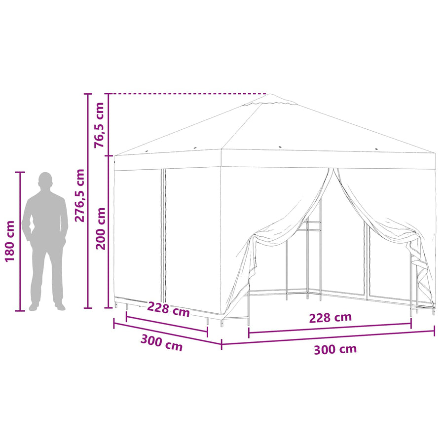 Tuin Gazebo met Zijwanden 3 x 3 m Taupe Polyester en staal