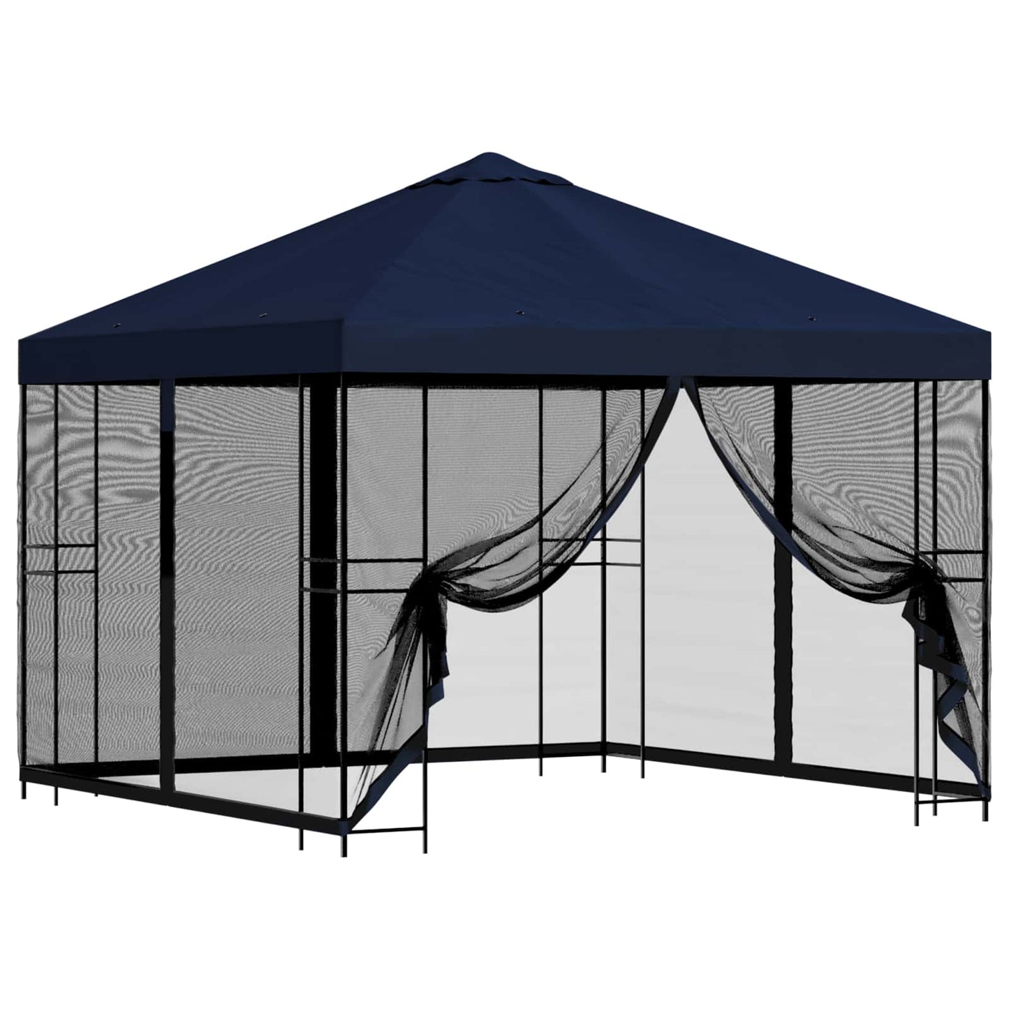 Tuin Gazebo met Zijwanden 3 x 3 m Blauw Polyester en staal