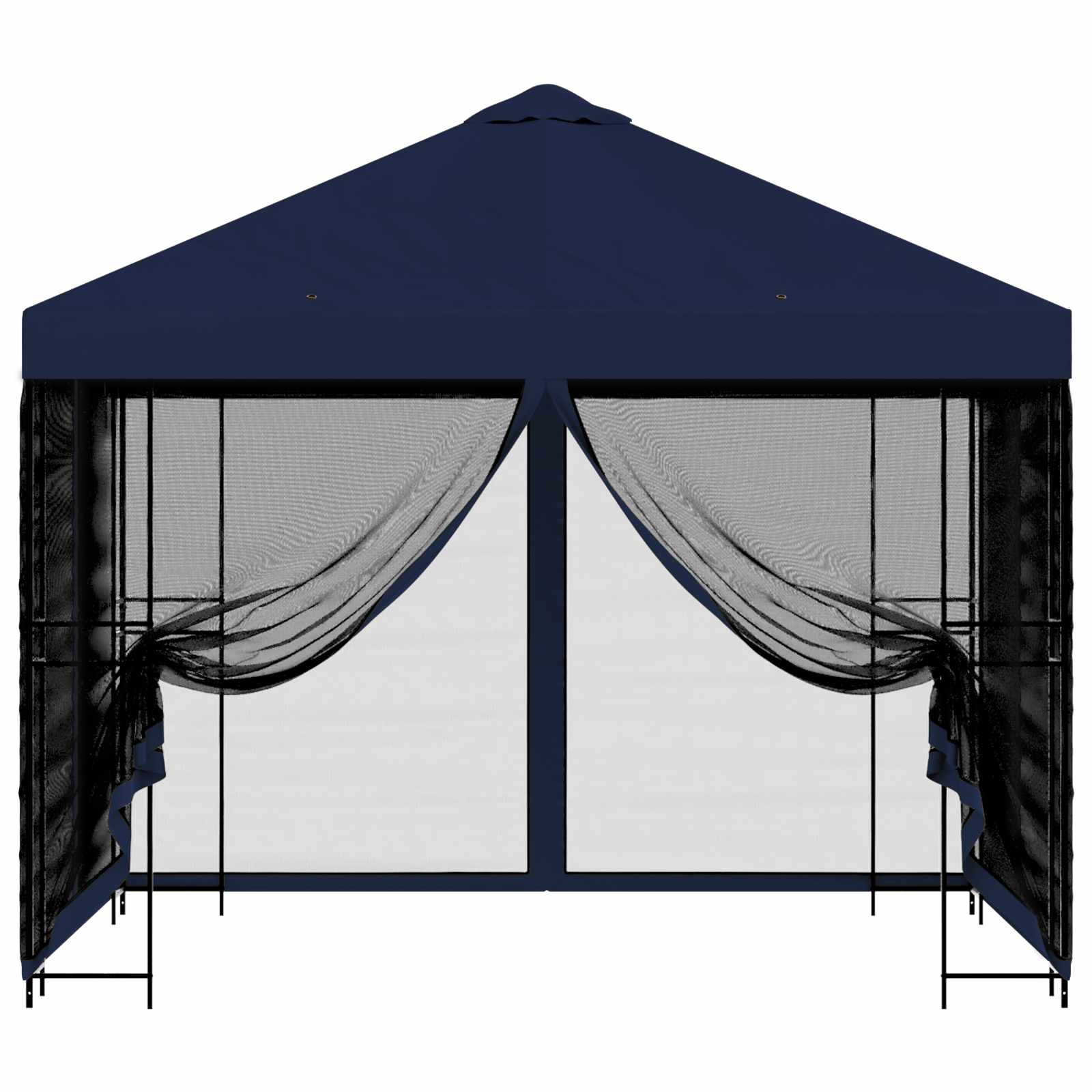 Tuin Gazebo met Zijwanden 3 x 3 m Blauw Polyester en staal